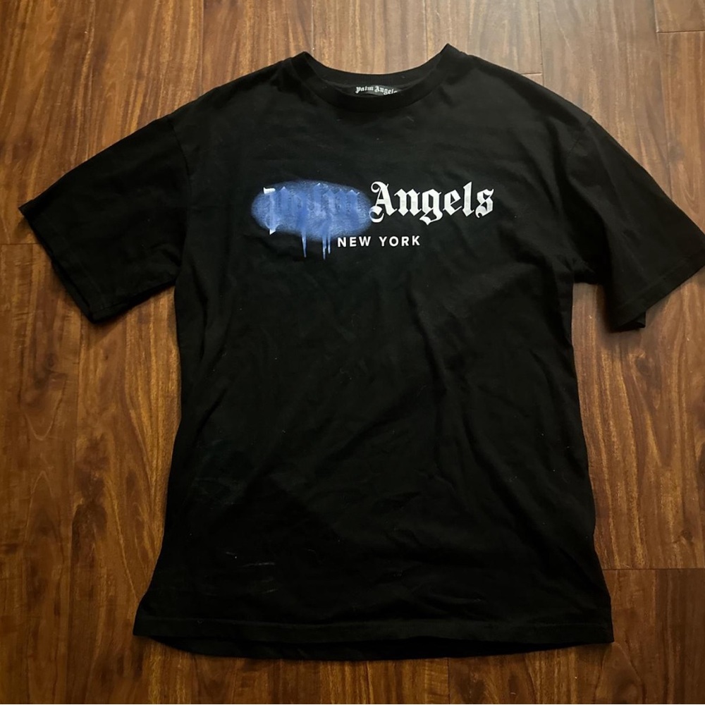Palm Angels Black Short Sleeve Tee with Graphic Design